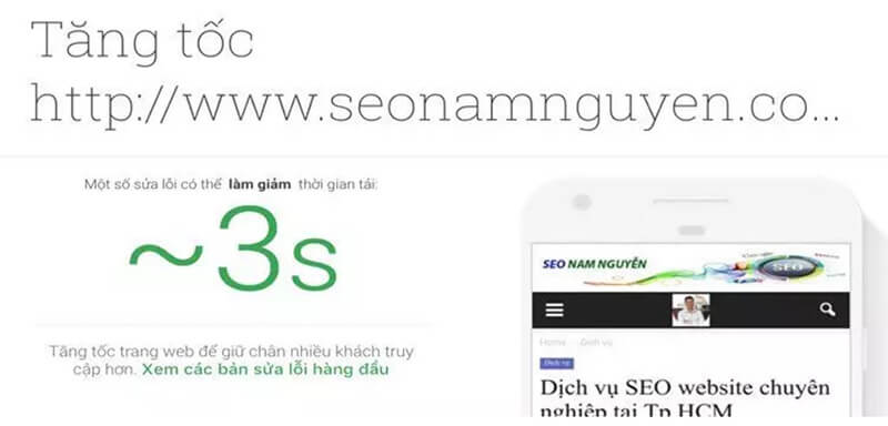 page dịch vụ SEO website, cũng được tối ưu để được tốc độ load tốt nhất